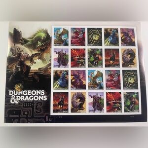 2 Full Sheets Dungeons & Dragons US Forever Stamp Sheet-40 total stamps D&D